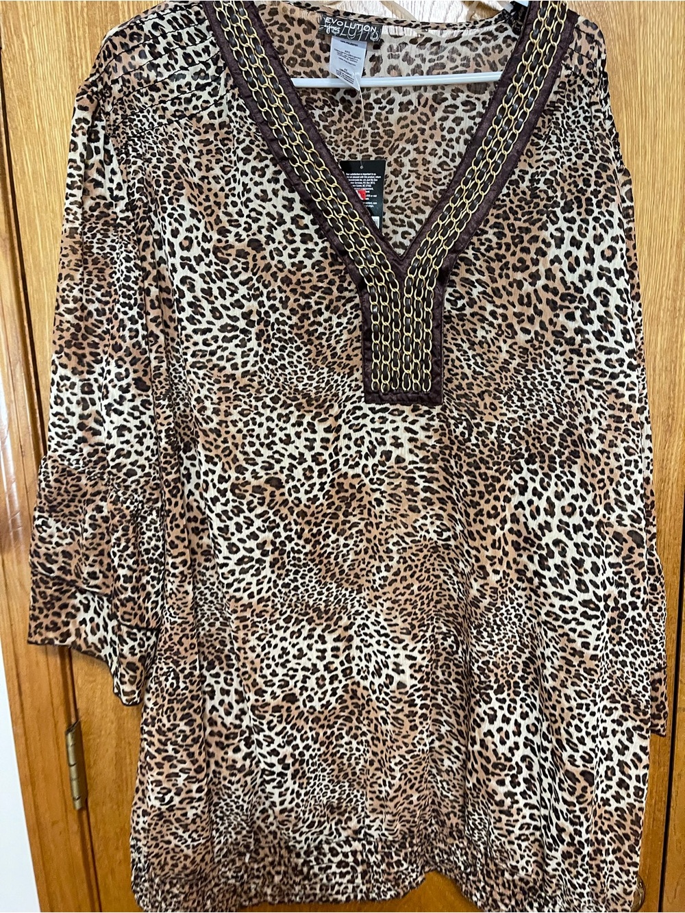 Revolution Leopard Print V-Neck Women’s Top - Brown